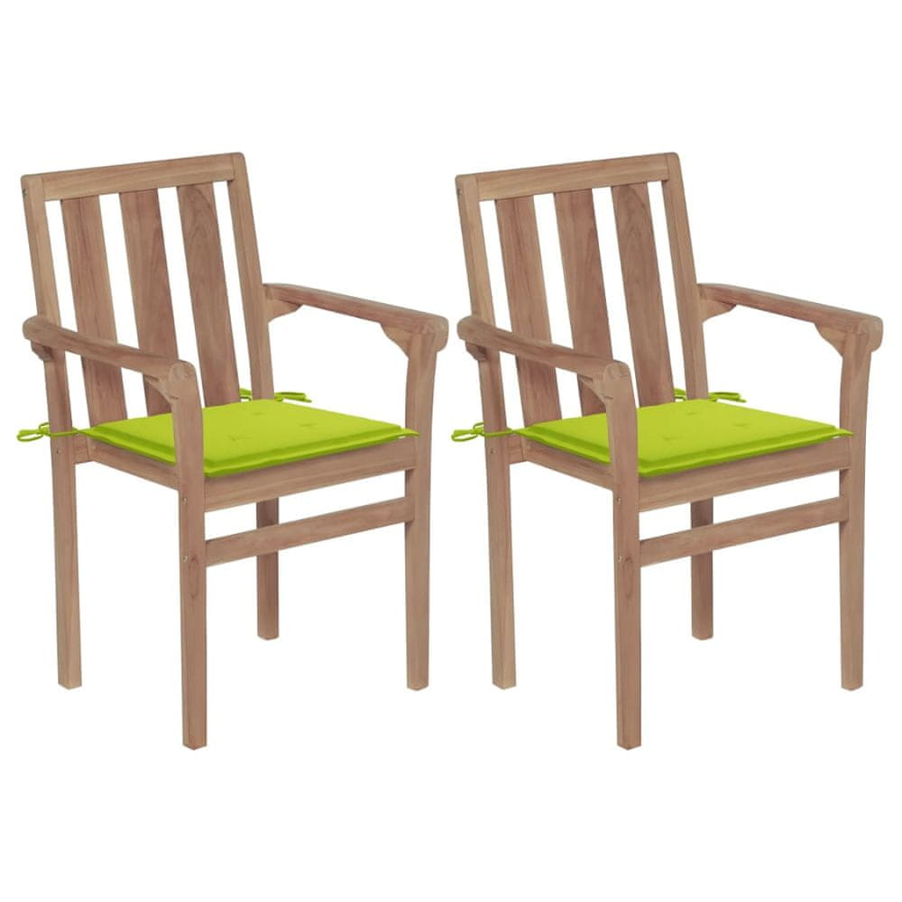 Petromila vidaXL Záhradné stoličky 2 ks s jasnozelenými podložkami tíkový masív